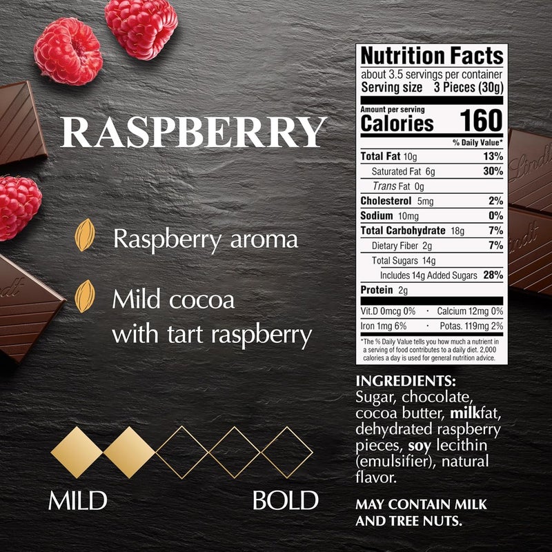 Lindt EXCELLENCE Raspberry Dark Chocolate Candy Bar, 12 Pack, 3.5 oz. Bars - Image 2